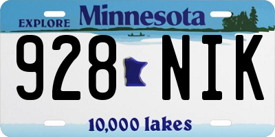 MN license plate 928NIK