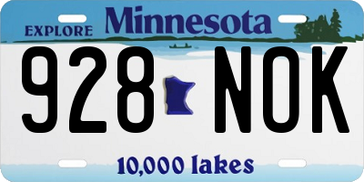 MN license plate 928NOK