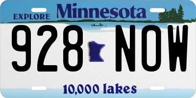 MN license plate 928NOW