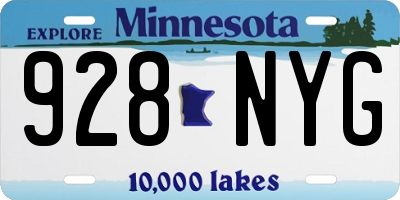 MN license plate 928NYG