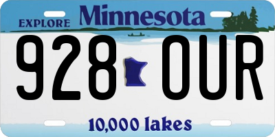 MN license plate 928OUR