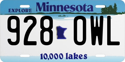 MN license plate 928OWL