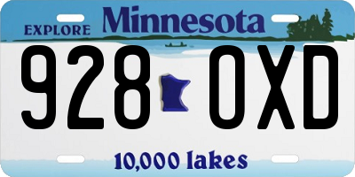 MN license plate 928OXD