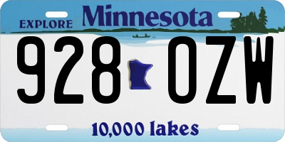 MN license plate 928OZW