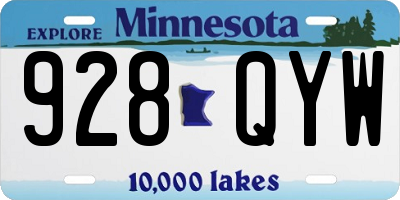 MN license plate 928QYW