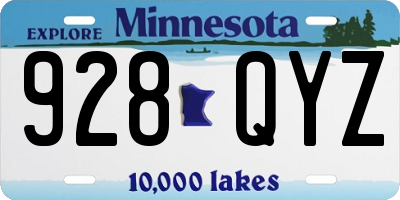 MN license plate 928QYZ