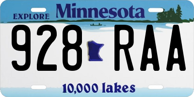 MN license plate 928RAA