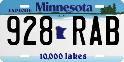 MN license plate 928RAB