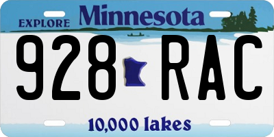 MN license plate 928RAC
