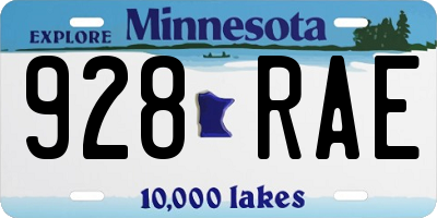 MN license plate 928RAE