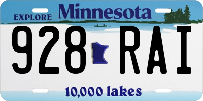 MN license plate 928RAI