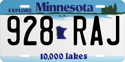MN license plate 928RAJ