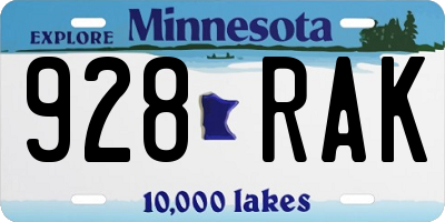 MN license plate 928RAK