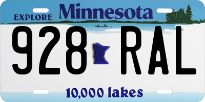MN license plate 928RAL