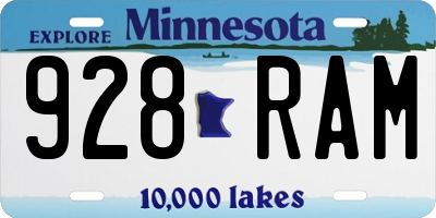 MN license plate 928RAM