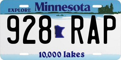 MN license plate 928RAP