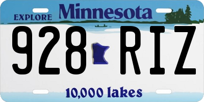 MN license plate 928RIZ