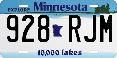 MN license plate 928RJM