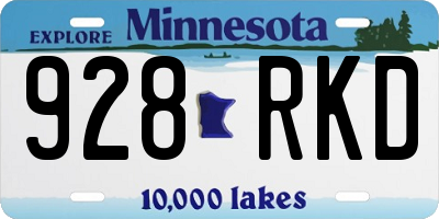 MN license plate 928RKD