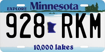 MN license plate 928RKM