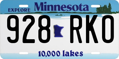 MN license plate 928RKO