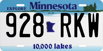 MN license plate 928RKW