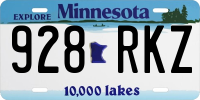 MN license plate 928RKZ
