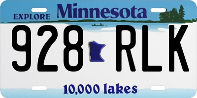 MN license plate 928RLK
