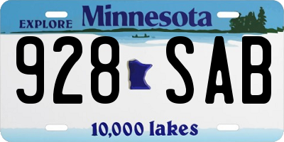 MN license plate 928SAB