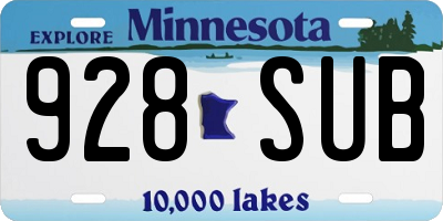 MN license plate 928SUB