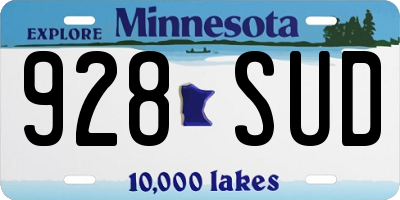 MN license plate 928SUD