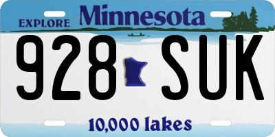 MN license plate 928SUK