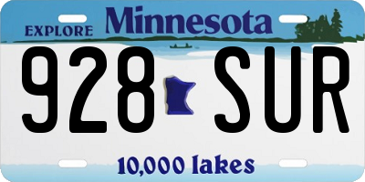 MN license plate 928SUR