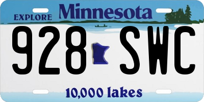 MN license plate 928SWC