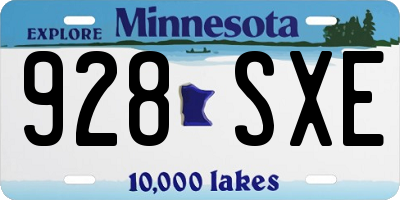 MN license plate 928SXE