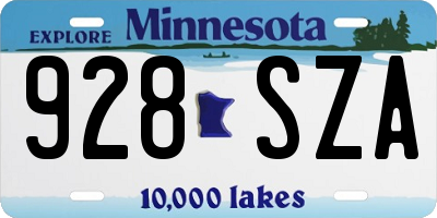 MN license plate 928SZA
