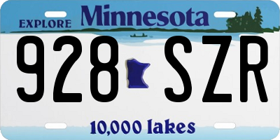 MN license plate 928SZR