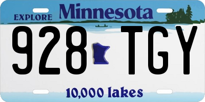 MN license plate 928TGY