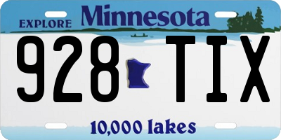 MN license plate 928TIX