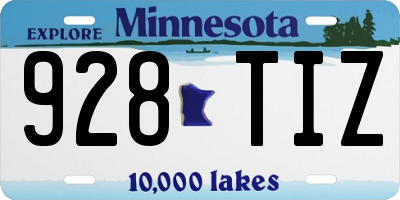 MN license plate 928TIZ