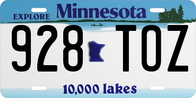 MN license plate 928TOZ