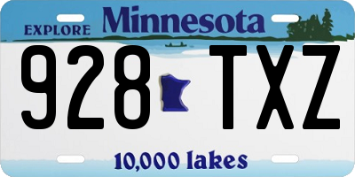 MN license plate 928TXZ