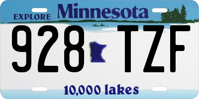 MN license plate 928TZF