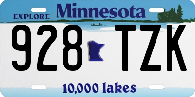 MN license plate 928TZK