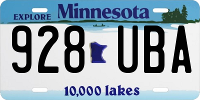 MN license plate 928UBA