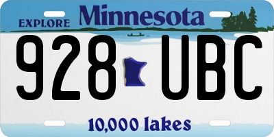 MN license plate 928UBC