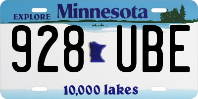 MN license plate 928UBE