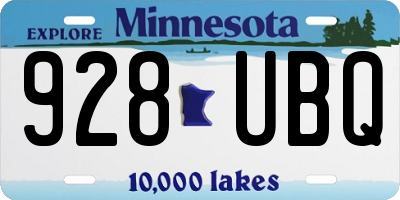 MN license plate 928UBQ