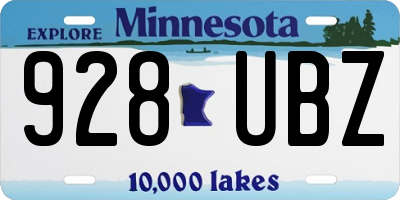 MN license plate 928UBZ