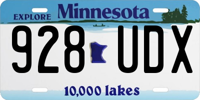 MN license plate 928UDX